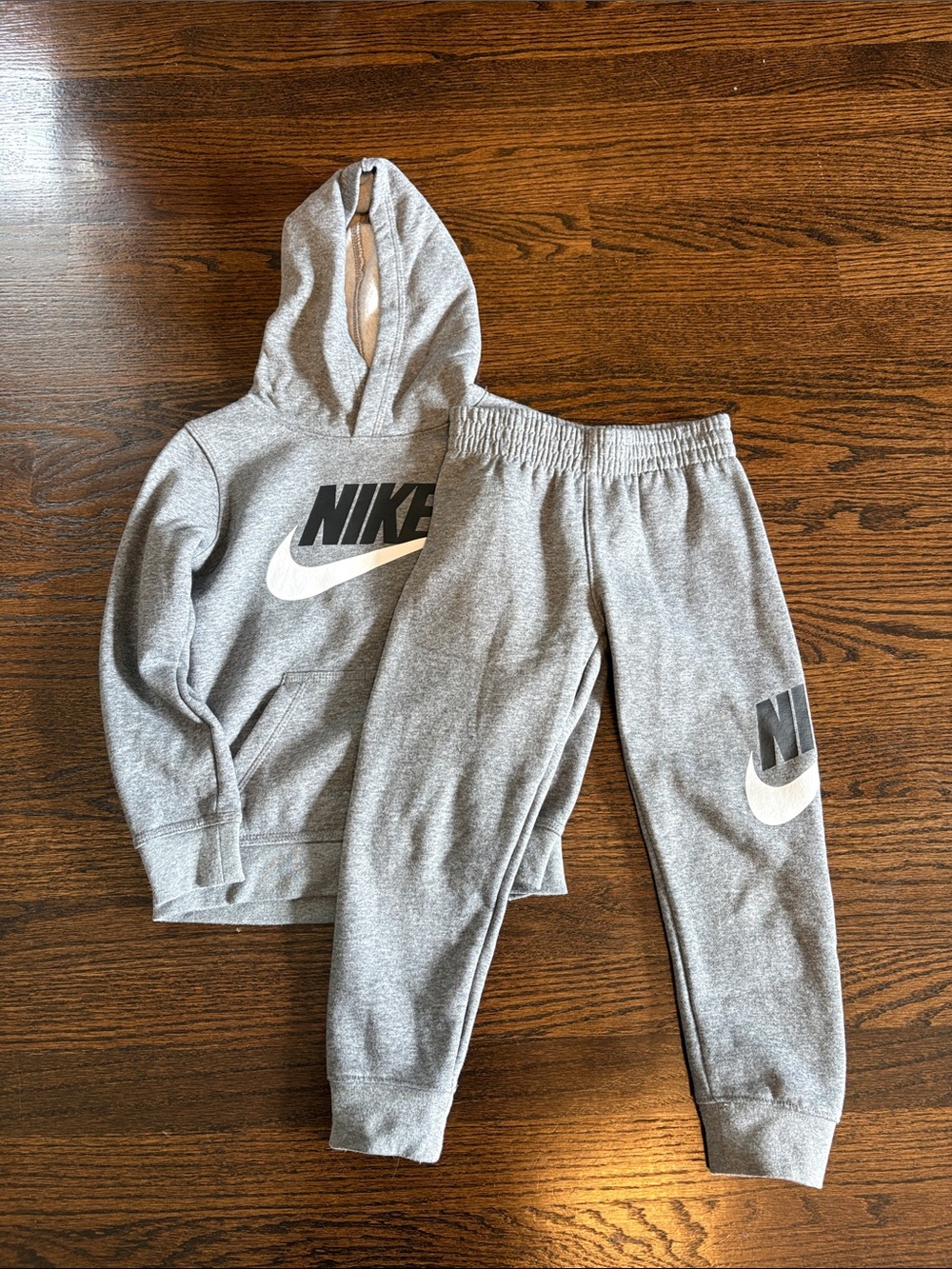 Nike Kids Gray Hooded Sweatshirt & Joggers Set with Logo